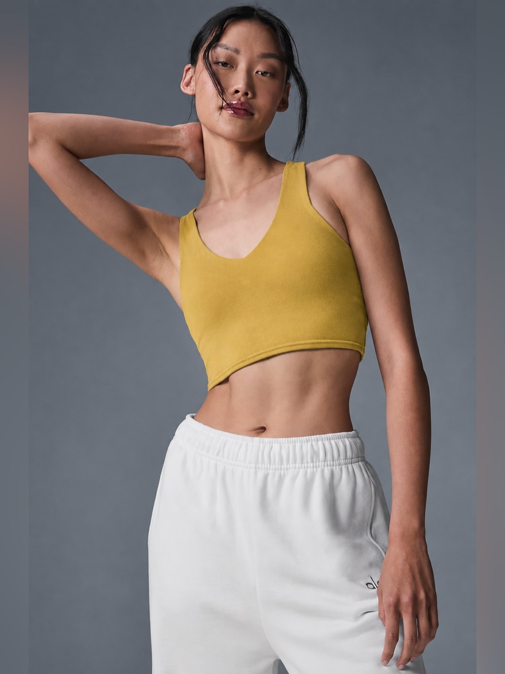Alo Yoga Airbrush Real Bra Tank Mustard Yellow